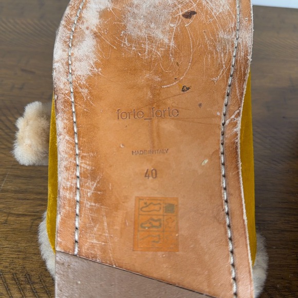 Forte Forte Sandals Women EU 40 US 9 Brown Shearling Leather Buckle Slides Italy - Picture 7 of 8